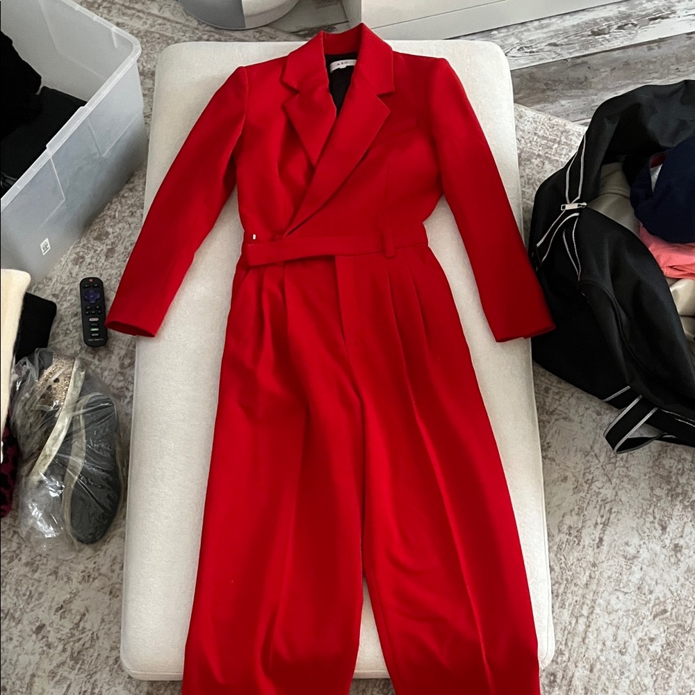 A.L.C. Red Tailored Belted Jumpsuit